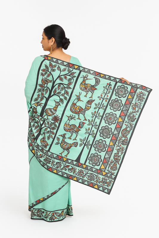 Sohrai Khovar Blue Bhagalpuri Silk