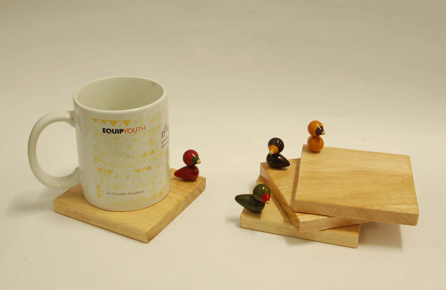 Square coaster set of 4 - With a Bird