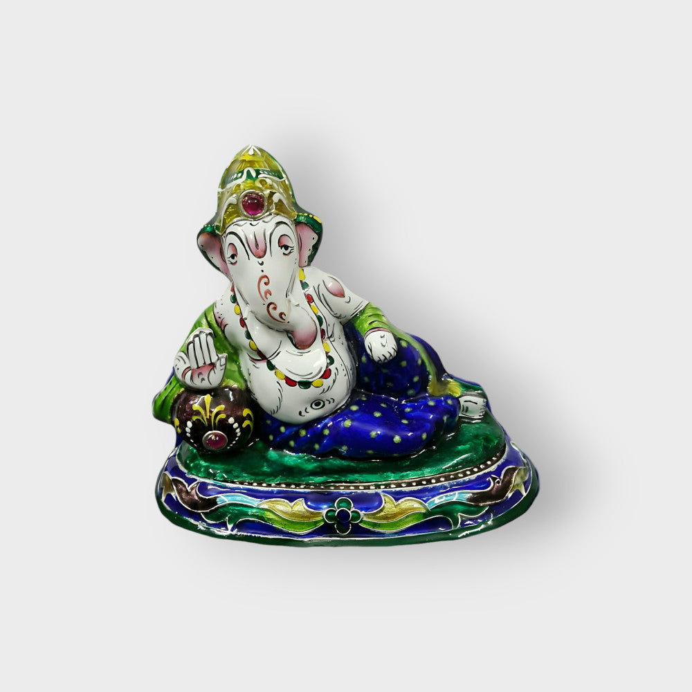 Sri Ganeshji Resting Banaras Gulabi Meenakari Art