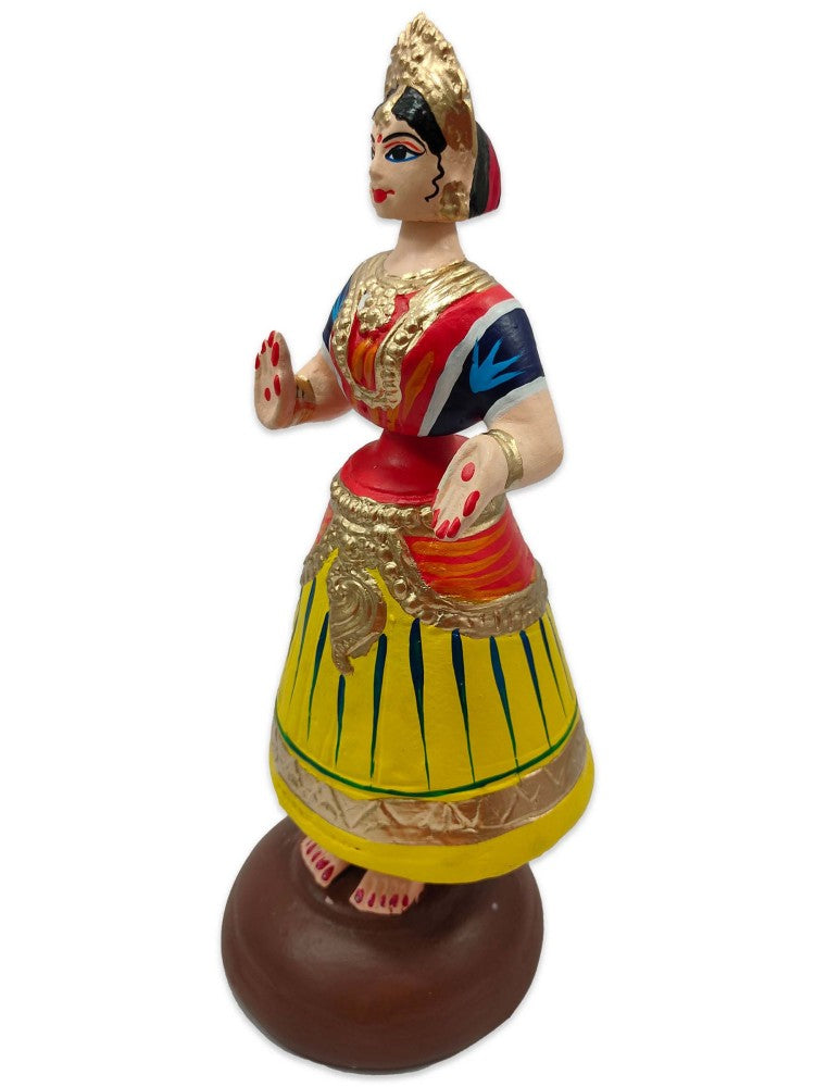 Tanjavur Dancing Doll : 11 Inch, Yellow-Orange-Dark Blue