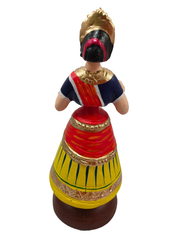 Tanjavur Dancing Doll : 11 Inch, Yellow-Orange-Dark Blue