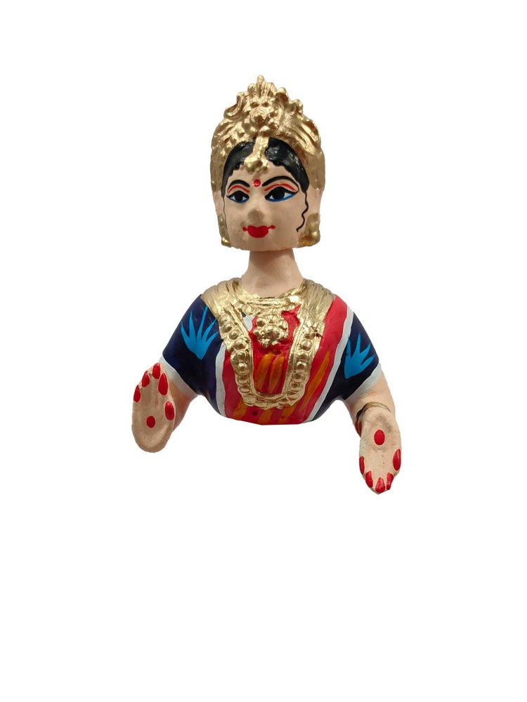 Tanjavur Dancing Doll : 11 Inch, Yellow-Orange-Dark Blue