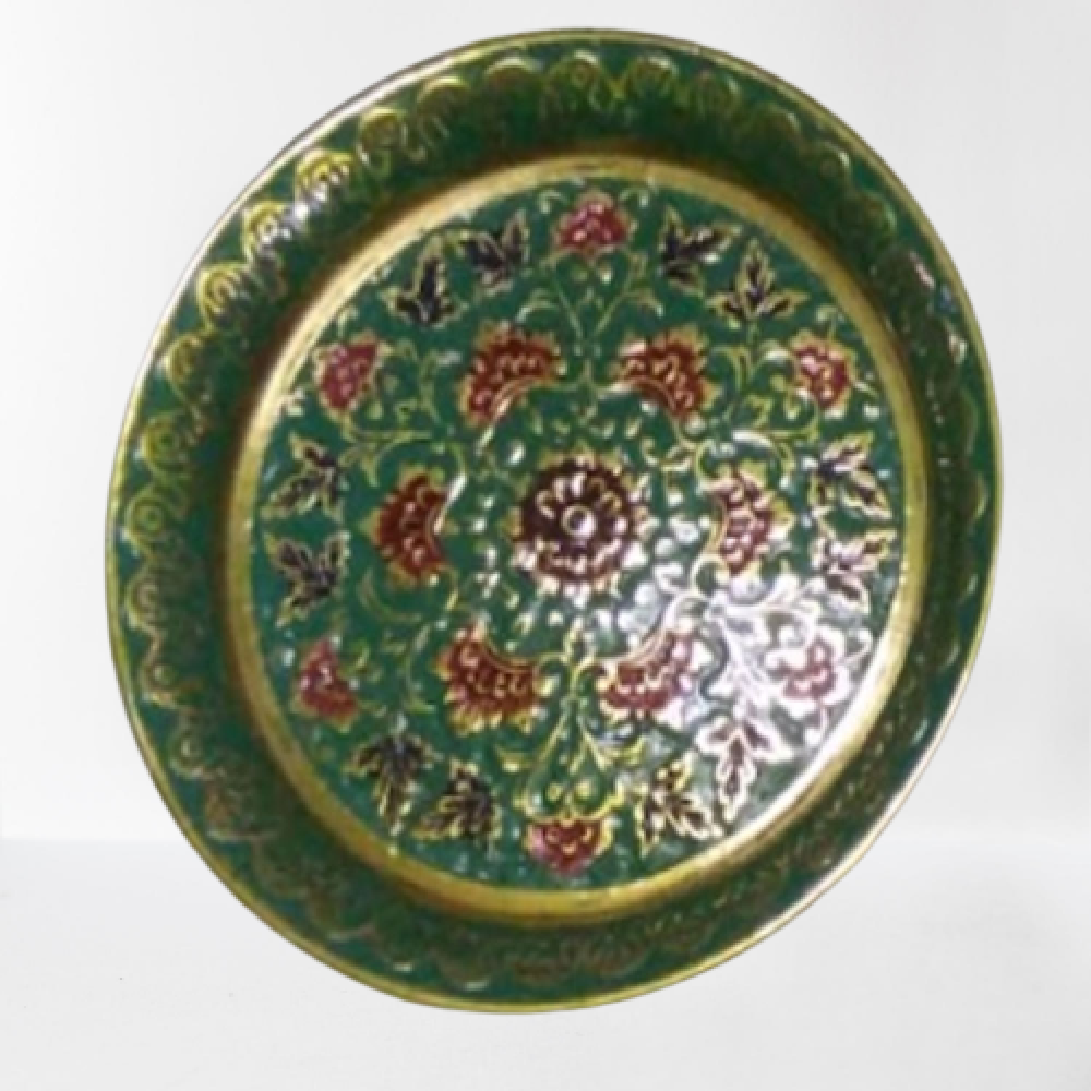 Tea Coaster Green Meena Work Plate (4 Inch)