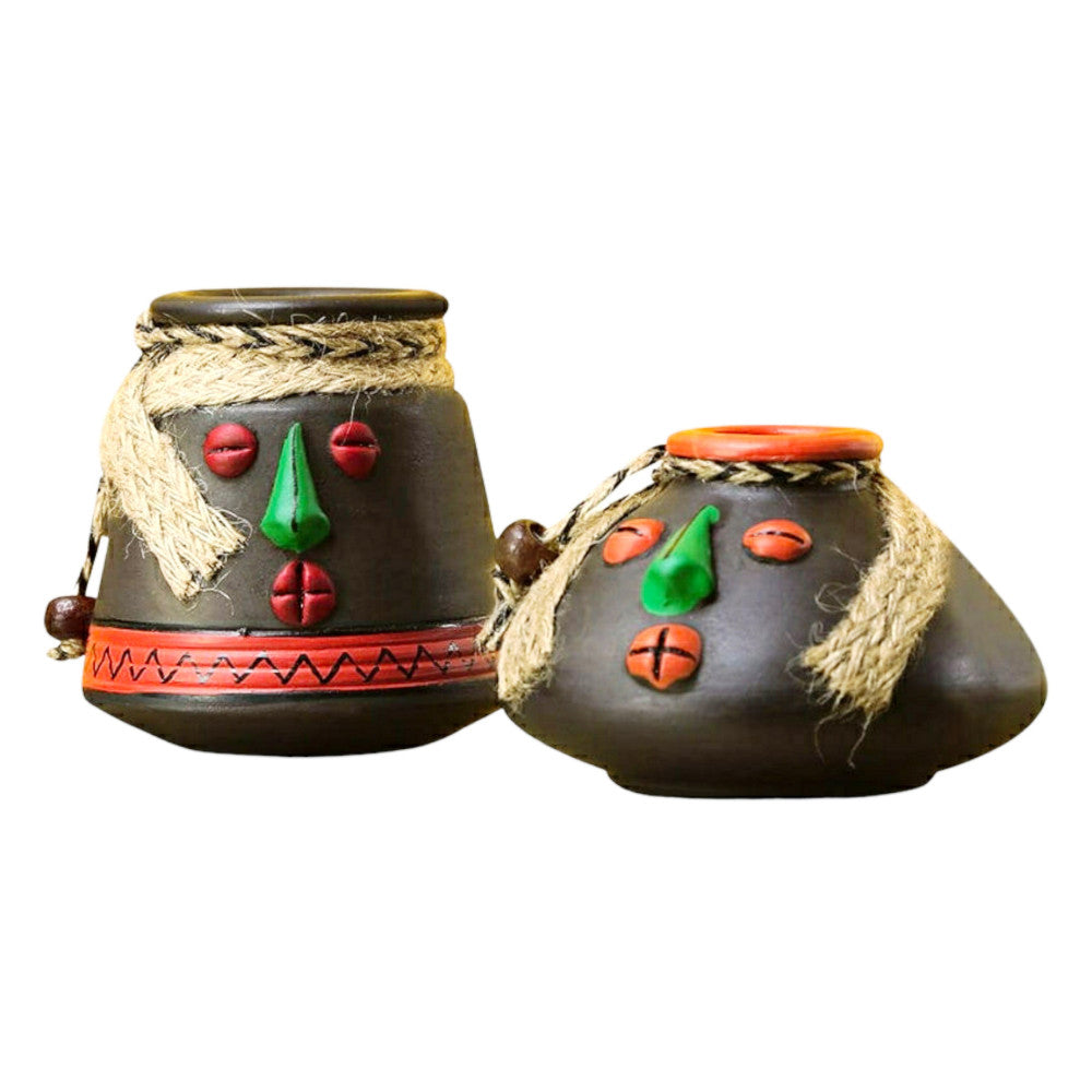 Terracota Pot Face with Jute (set of 2)