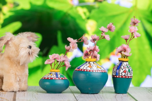 Terracota Turquoise Vase set of 3