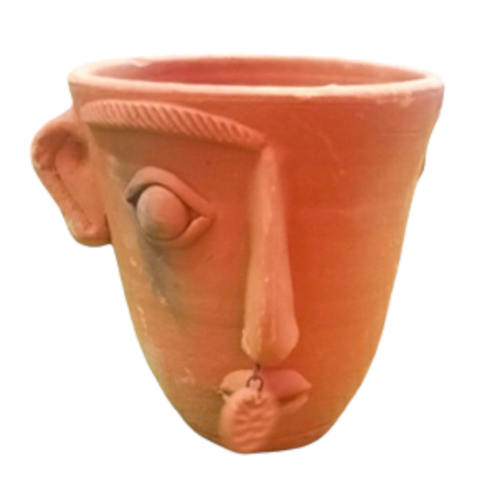 Terracota woman face pot