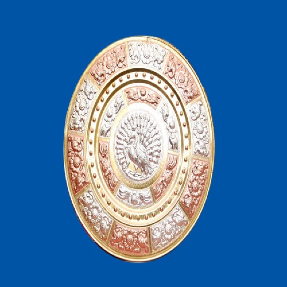 Thanjavur Art Plate with Beautiful Peacock Motif - 12 Inches