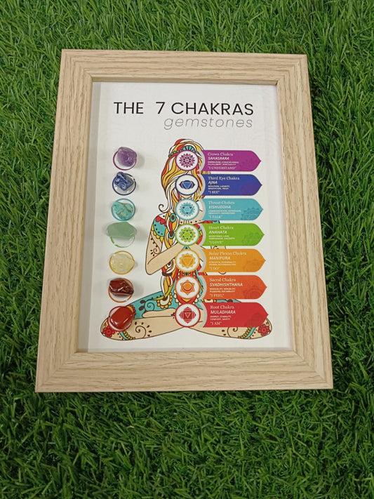THE 7 CHAKRAS CRYSTAL WOODEN FRAME