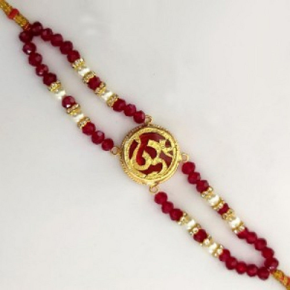 Thewa Art Gold Plated Blessed OM Rakhi
