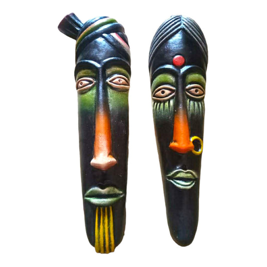 Thirukkanur Black orange and green Face Wall Hanging