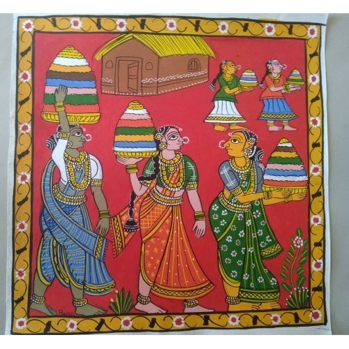 Traditional Handmade Beautiful Nakashi Art of Working Women of Village Cheriyal Painting