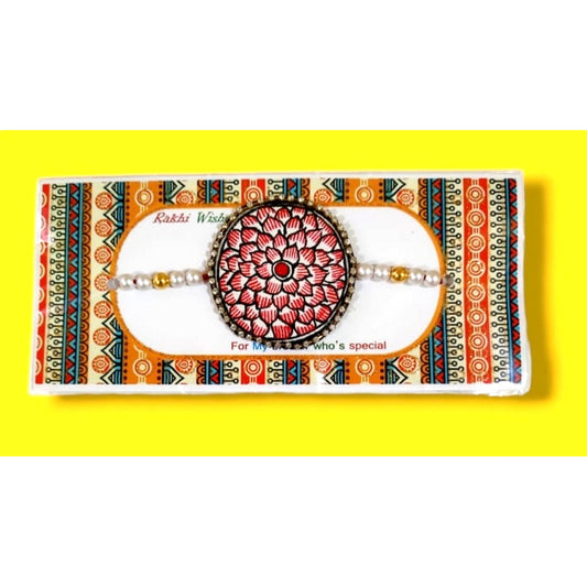 Trendy Flower Pattern Madhubani Rakhi
