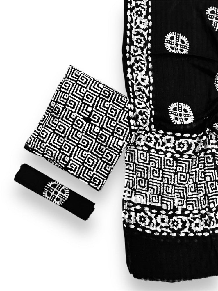 Ujjain Batik Print Black Suit & Dress Materials Style 1