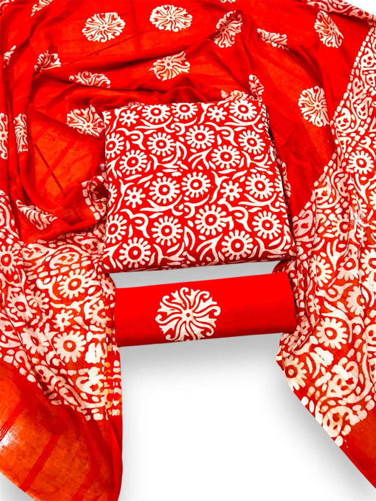Ujjain Batik Print Orange Suit & Dress Materials Style 6