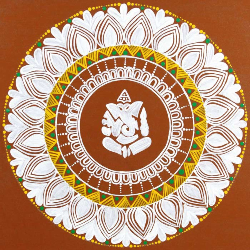 Uttarakhand Aipan Art Lord Ganpati ji on Wood