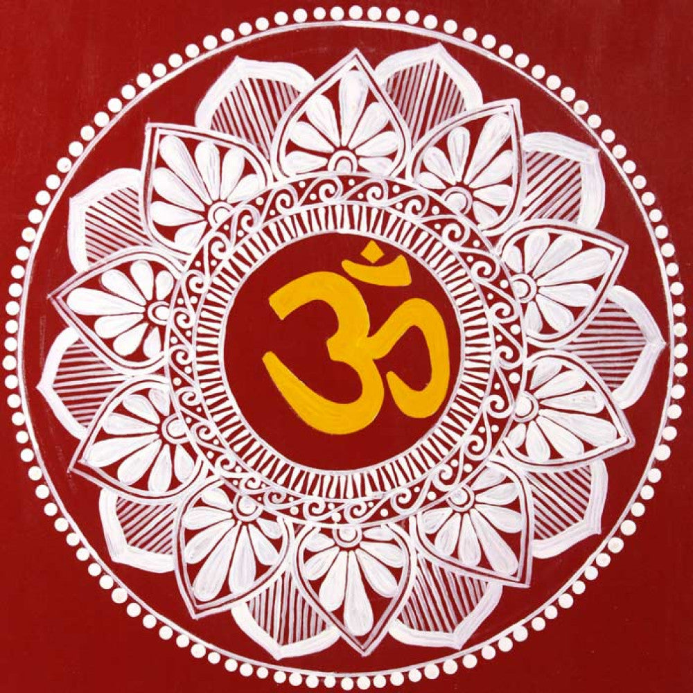 Uttarakhand Aipan Art Om on Wood Style 2