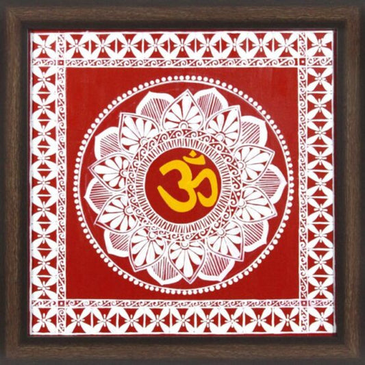 Uttarakhand Aipan Art Om on Wood Style 2