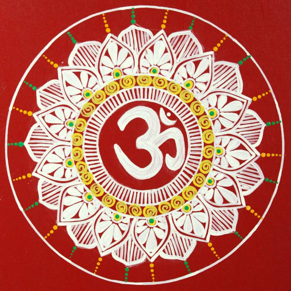 Uttarakhand Aipan Art Om on Wood Style 3