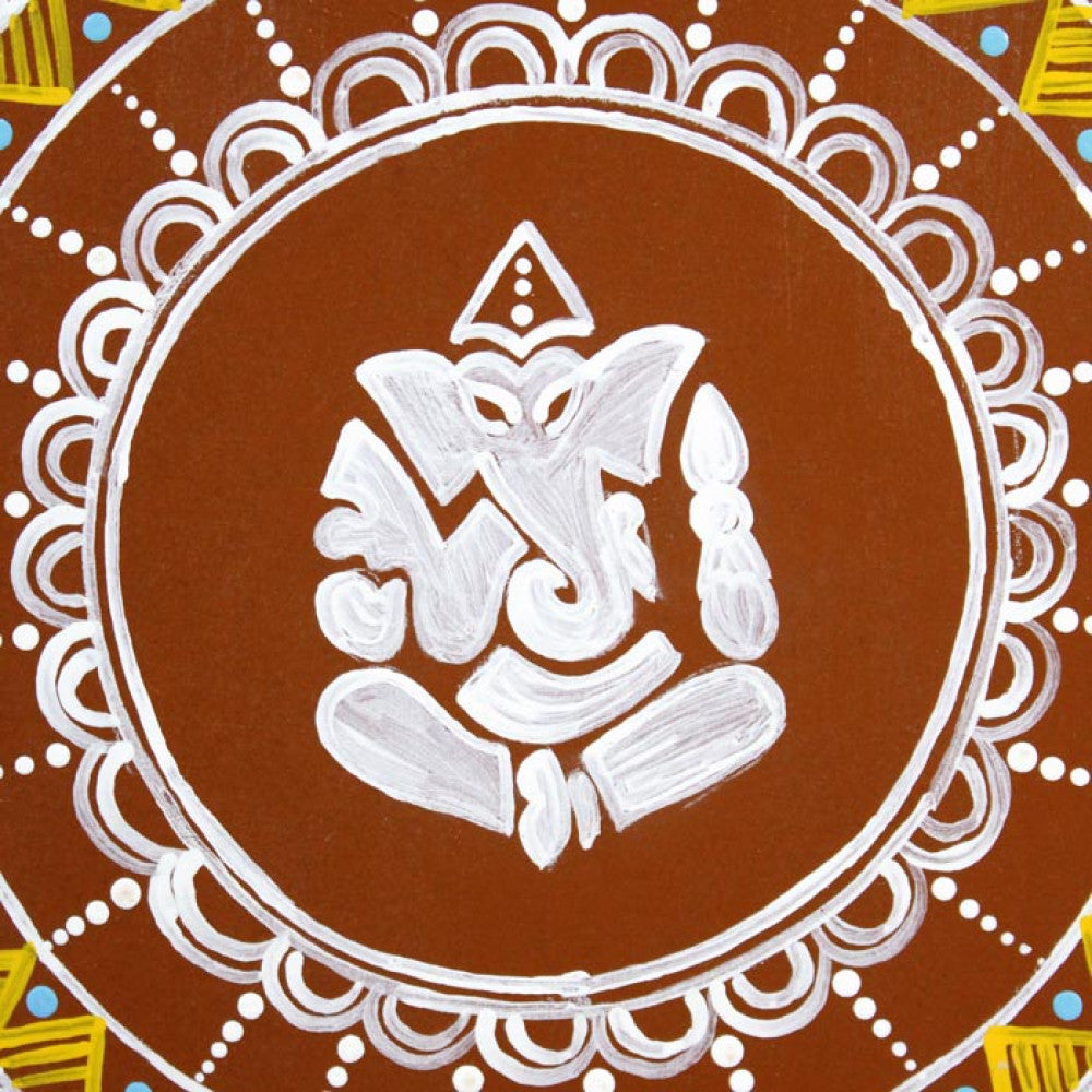 Uttarakhand Aipan Art on Wood Lord Ganesha Style 2