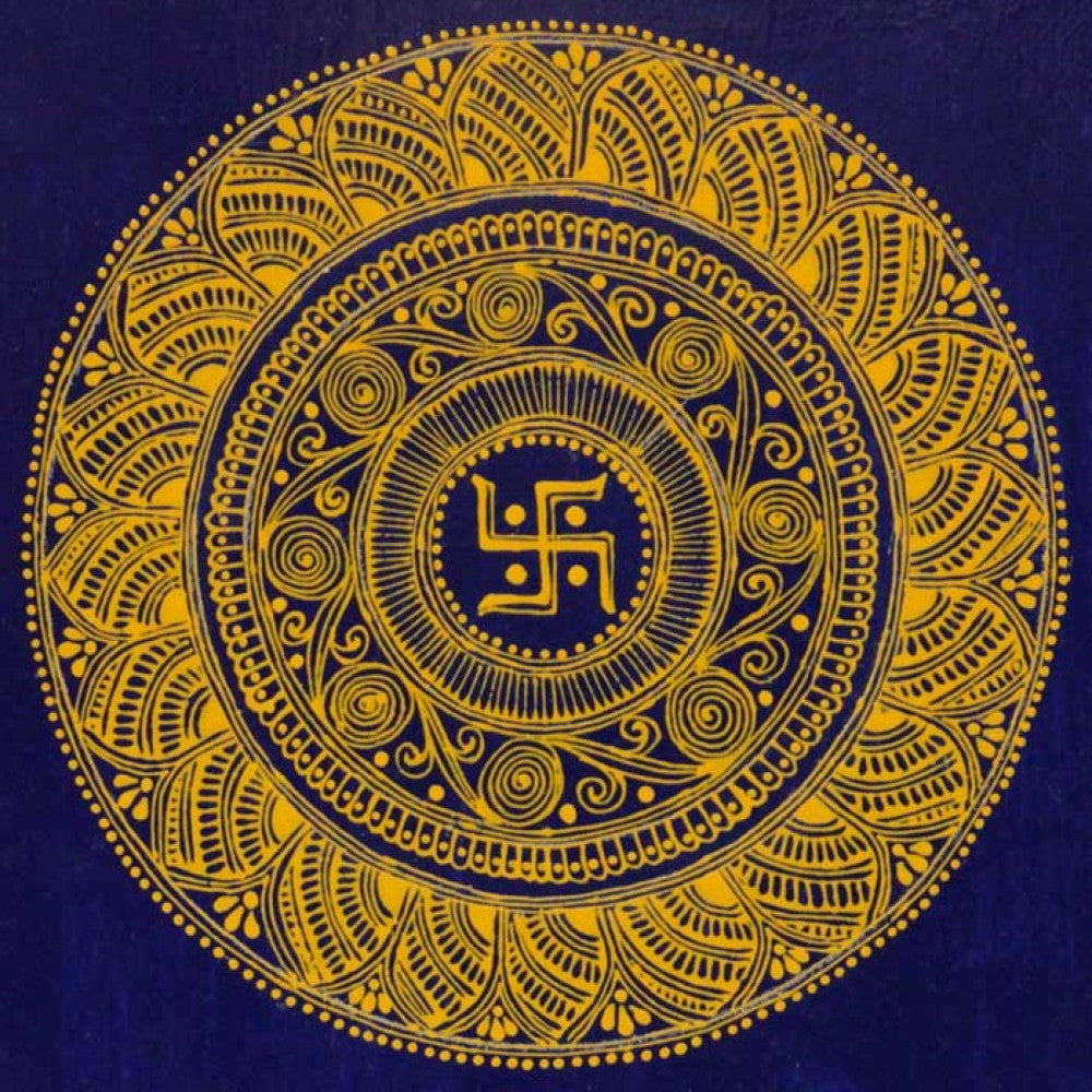 Uttarakhand Aipan Art Swastik on Wood
