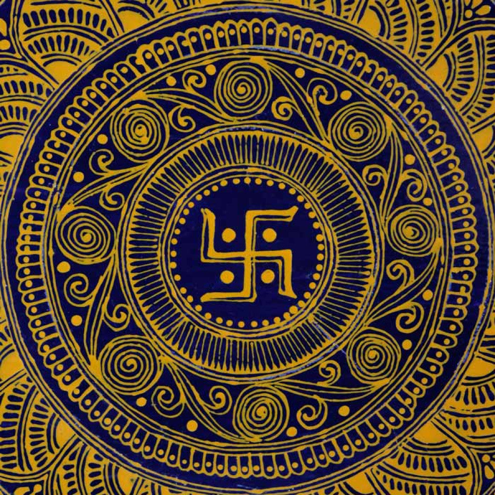 Uttarakhand Aipan Art Swastik on Wood