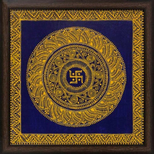 Uttarakhand Aipan Art Swastik on Wood