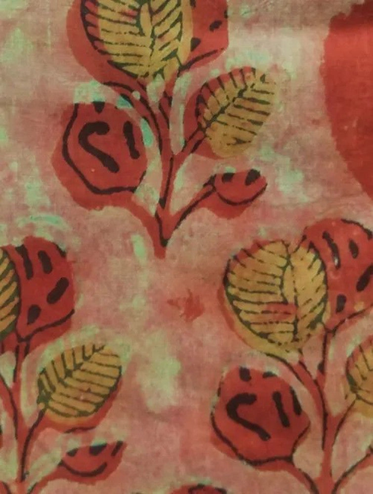 Vanaspati Block Printed Cotton Men's Short Kurta - Orange