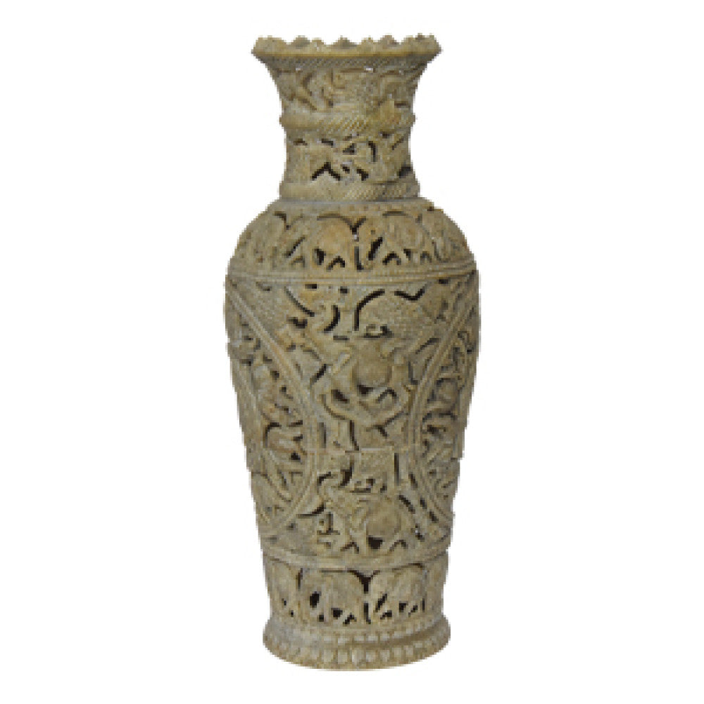 Handcarved Stone Pot Varanasi Soft Jaali Work