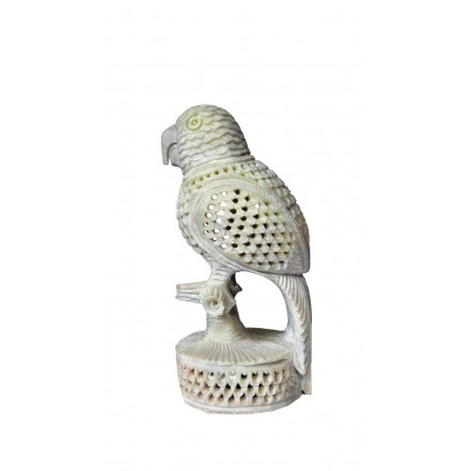 Varanasi Soft Stone Jali Work Parrot (Baby Parrot Inside) Showpiece
