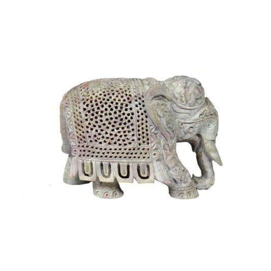 Designer Varanasi Soft Stone Jali Work Elephant (Baby Elephant Inside) By Verma HandiCrafts