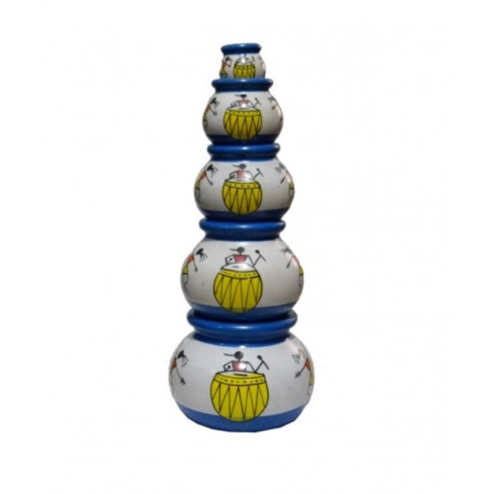 Varanasi Wooden Lacquerware & Toys Decorative Matka Set For Home Decor