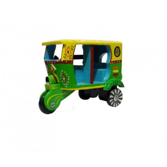 Varanasi Wooden Lacquerware & Toys Decorative Auto Rickshaw Showpiece For Home Decor