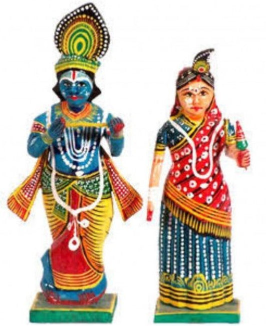 Varanasi Wooden Lacquerware & Toys Colorful Radha-Krishna By Om Handicrafts