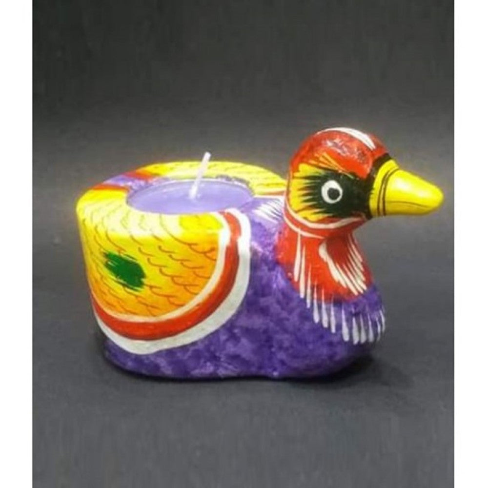 Varanasi Wooden Tea Light Candle Holder Yellow Bird