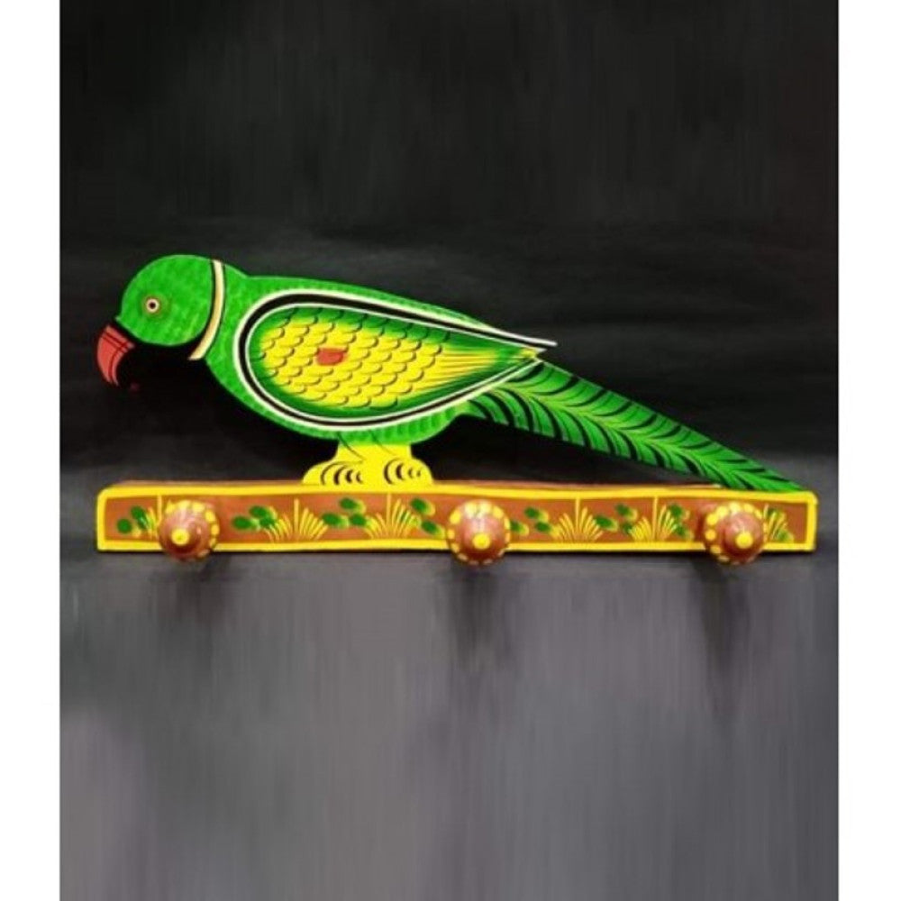 Varanasi Wooden Lacquerware & Toys Decorative Parrot Design Hanger
