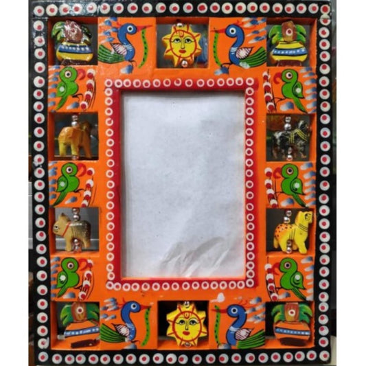 Varanasi Wooden Lacquerware Orange Color Photo Frame