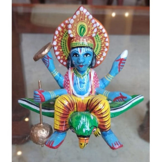 Varanasi Wooden Lacquerware & Toys Lord Vishnu Flying Statue