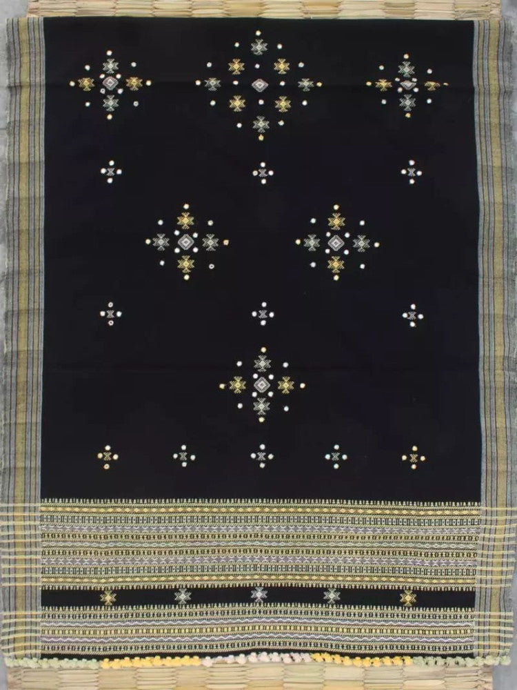 Woolen Black Shawl with mirror work