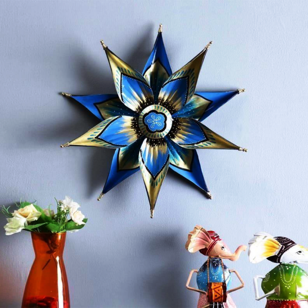 Wrought Iron Wall Hanger In Blue