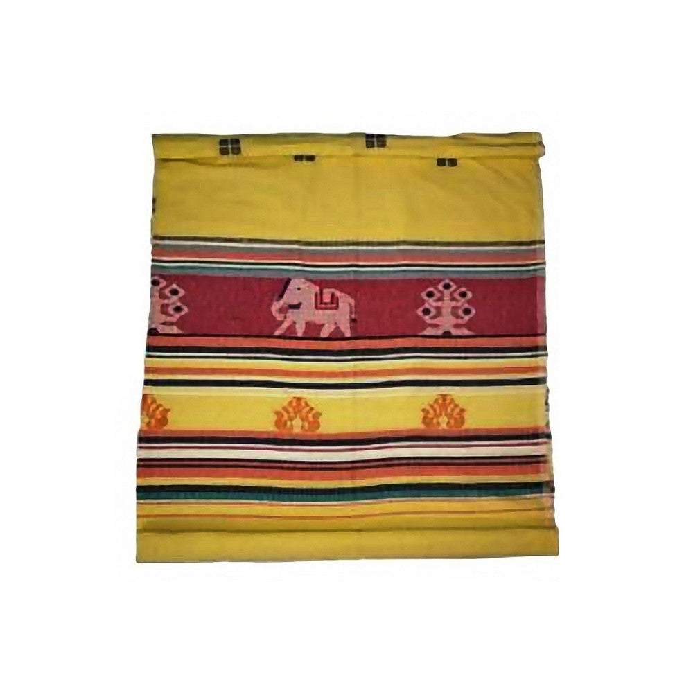 Yellow Extra Weft Handwoven Double Bed Cover