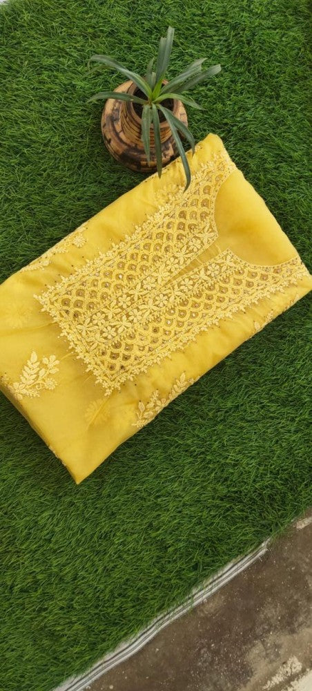 Yellow Salwar Chikankari Hand Embroidery