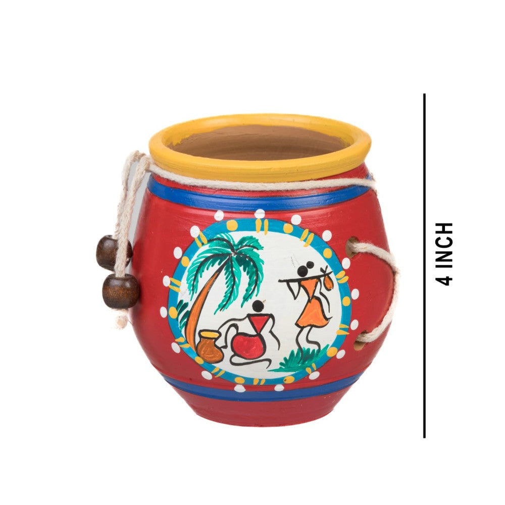 Yellow Tribal Terracota Pen Holder